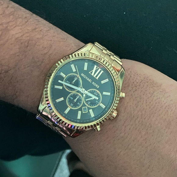 Men's Chronograph Lexington Gold-Tone Stainless Steel Bracelet Watch 45mm MK8286 - Picture 1 of 6